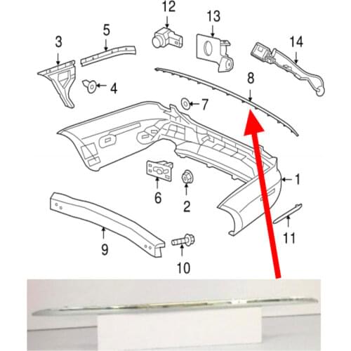 ROLLSROVER Rear Bumper Chrome Styling Molding Trim For Jaguar XJ 2010-2015 XJR 2014 2015 OEM C2D3572