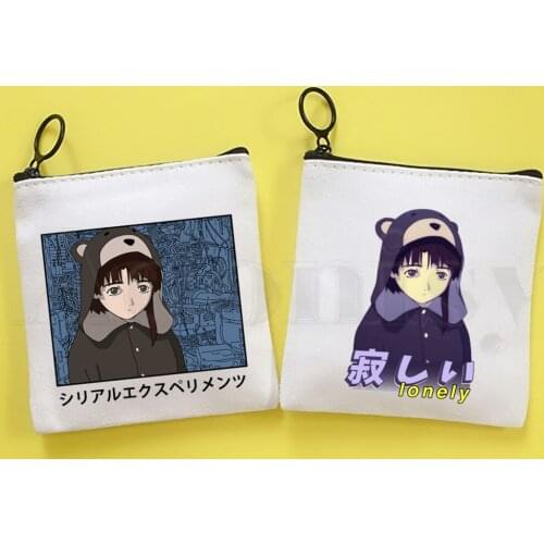Serial Experiments Lain Japan Anime High Quality Coin Purse Illustration Key Case Simple Small Cloth Bag New Creative Coin Purse