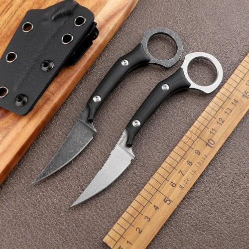 Outdoor Karambit D2 fixed blade G10 handle camping hunting self-defense tactics survival EDC tool multi-function claw knife