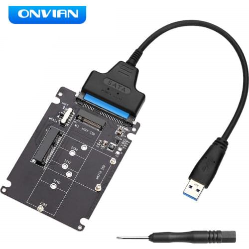 Onvian M.2 NGFF or MSATA to SATA 3.0 Adapter USB 3.0 to 2.5 SATA Hard Disk 2 in 1 Converter Reader Card with Cable for PC Laptop