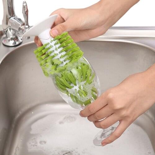 XUNZHE NEW 1Pcs Kitchen Cleaning Tool Seamless suction cup Bottle brush For Wine Glass Bottle Coffee Tea Cup Glass
