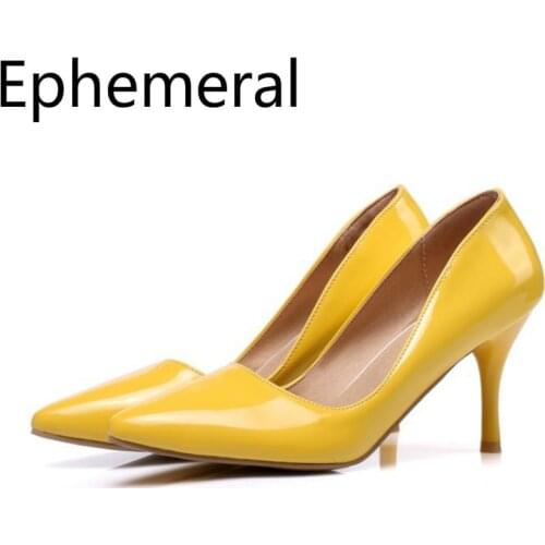 Female Shoes 8cm High Heels Women Shoes Pointy Toe New Styles Designer Pumps Super Plus Size For Wide Foot 48-33 Candy Colors 47