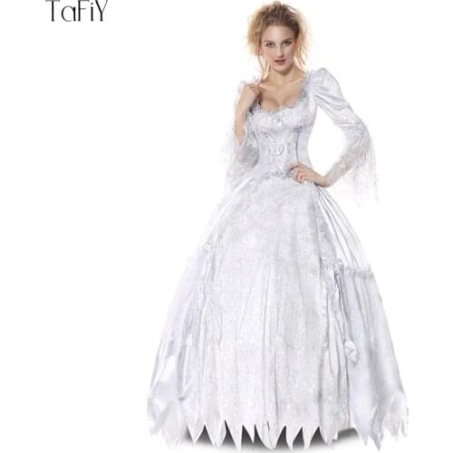 TaFiY Gothic Ghost Bride Costumes For Women Halloween Cosplay Adult Funny Dress Zombie Dress Female Devil Cosplay Costumes