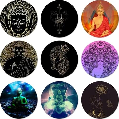 Retro Galactic Gautama Buddha Budha Icons Pins Badge Decoration Brooches Metal Badges For Backpack Decoration 58mm