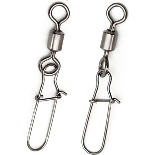 10/20pcs Fishing Connector Pin Stainless Steel Bearing pesca Rolling Swivel Snap 8 character ring Fishing Tackle Accessories
