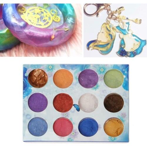 12 Box Slime Dye Powder Mica Pearl Pigment Colorants Soap Candle Resin Jewelry G32D