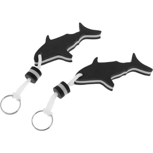 2 Pieces Shark Shaped EVA Foam Floating Keychain Yachting Sailing Swim Surf Boat Fishing Keyring Water Key Float - Choose Colors