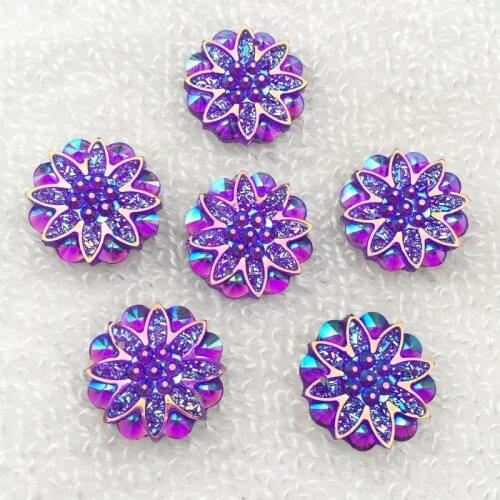 20pcs 18mm Round Flower AB Resin Crystal Strass applique and Rhinestone Flatback 2 Holes buttons for Diy clothing - A27