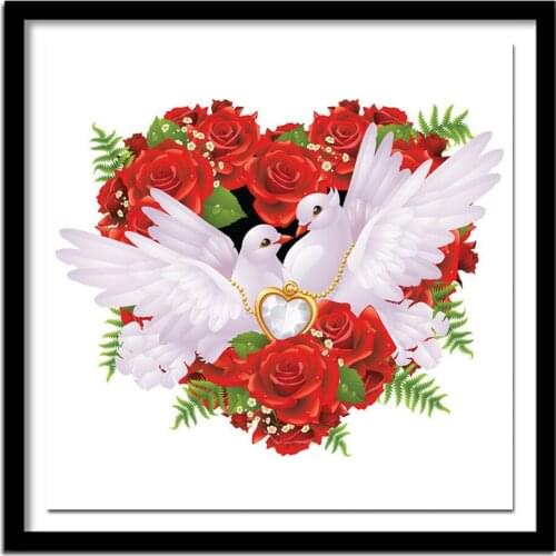 5D DIY Diamond Embroidery"White Pigeons"Full Square Diamond Painting Cross Stitch Rhinestone Painting Wedding Gift