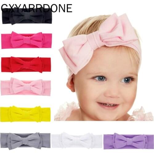 8 Colors 2020 New Solid Color Bow Headbands DIY Double Bowknot Hair Bands For Baby Girls Children Head Wraps Hair Accessories