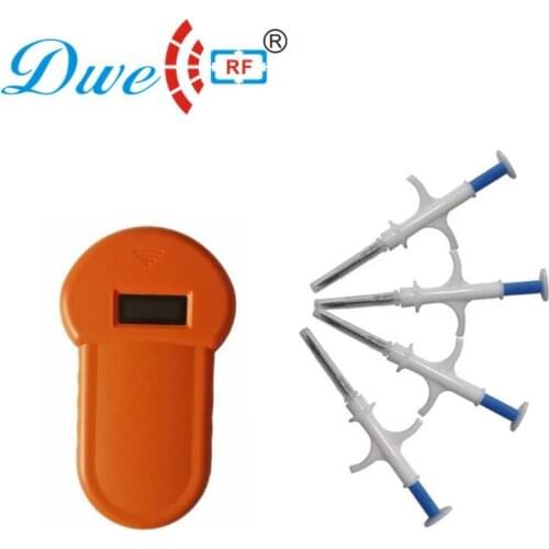 Free shipping rf id tag animal id fdx-b pup scanner rfid 134.2khz pet chip reader for animals with 4 1.4x8 rfid transponder