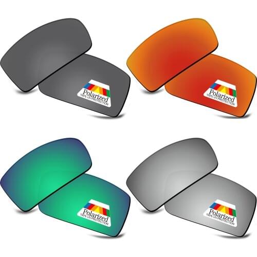 Bwake 4 Pairs Black & Silver & Green & Fire Red Polarized Replacement Lenses for-Oakley Oil Drum Sunglasses Frame
