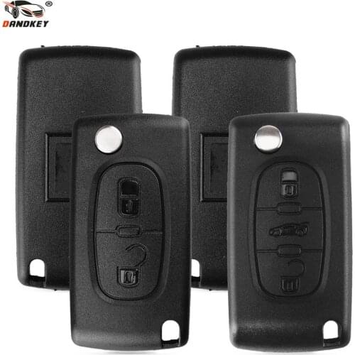 DANDKEY Replacement 2/3 Button Remote Flip Folding Key Shell Case For Peugeot 207 307 308 407 807 (VA2/HU83,CE0523/CE0536)
