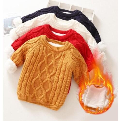 Children Pullovers Sweaters Winter Cotton Kids Thicken Warm O-Neck Knitted Outerwear For Baby Boys Girls 1-12 Years Coat Clj536