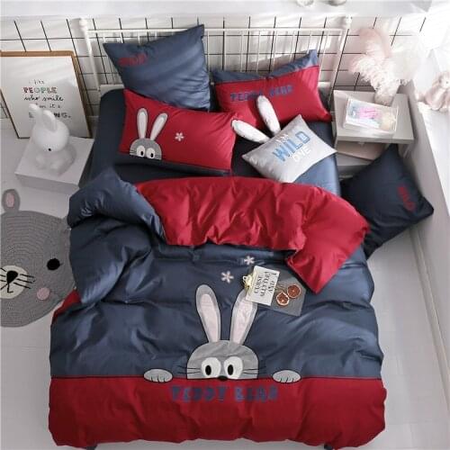 Home Textile Cartoon rabbit Bedding Sets Childrens Beddingset Bed Linen Duvet Cover Bed Sheet Pillowcase cotton bed Sets