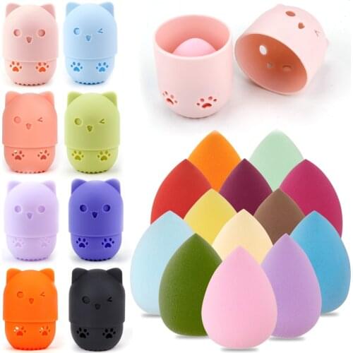 Makeup Sponge Cosmetic Puff Foundation Concealer Cream Sponge Soft Silicone Powder Puff Drying Holder Makeup Display Stand Tools
