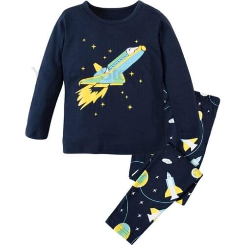 Baby Boys Cotton Sleepwear Pajamas 2-8T Kids Homewear Children Conformtable Pyjamas Cartton Rocket Cool Clothes Pullover
