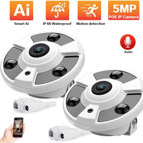 H.265 CCTV 5MP POE Fisheye IP Camera Outdoor Waterproof Audio Dome Panoramic Security Surveillance Camera System XMEYE Cam ONVIF