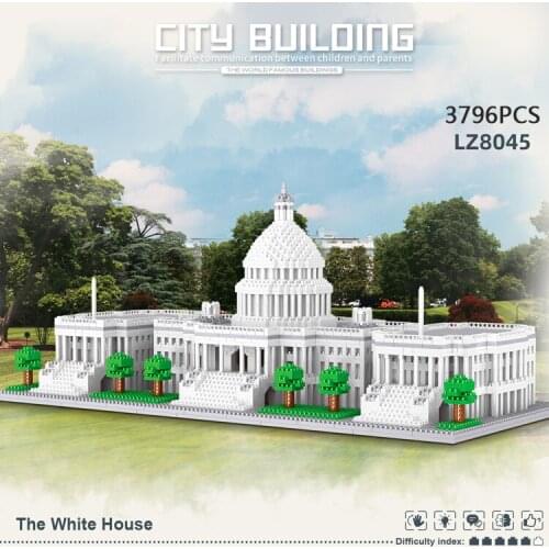 Disney Mickey Around World micro diamond block Presidential palace of the United States model brick toy White House nanobrick