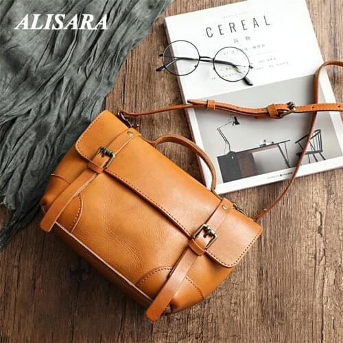 Brown leather bag Woman vintage Office Shoulder bags Leather Medical Bag leather satchel bag Messenger bag Saddle bag 2021design