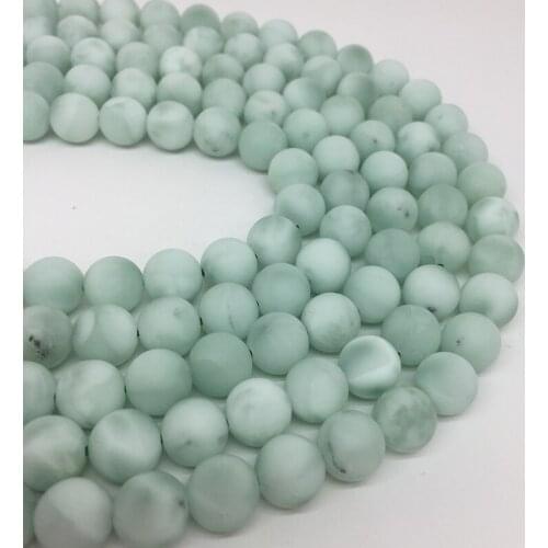 4-12mm Natural Green Angelite Round Smooth Granules Loose Stone Granules DIY Make Bracelet Accessories 15Inches Health Wealth