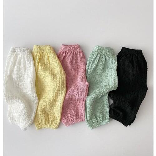 Summer Infant Candy Solid Color Anti Mosquito Pants For Baby Girls And Boys Loose Style Toddler Spodnie