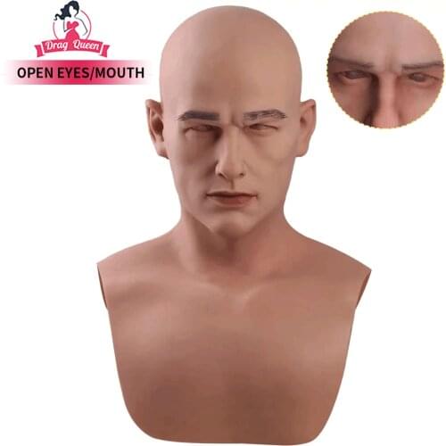Drag Queen Halloween Human Skin Mask Realistic Silicone Party Mask Cosplay Christmas Old Man Mask Full head Old Man Crossdresser