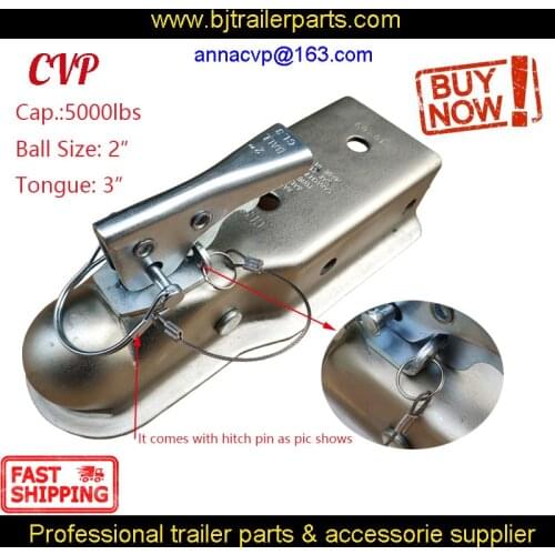 CVP Trailer coupling 2" x 3'' Ball Hitch Back Trailer Coupler straight Tongue 3" 5000 Lbs,trailer parts