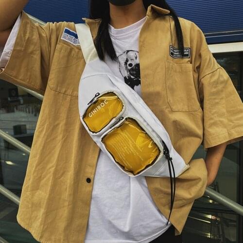 Mens Tide brand sports chest bag small backpack transparent female hip-hop personality student waist bag