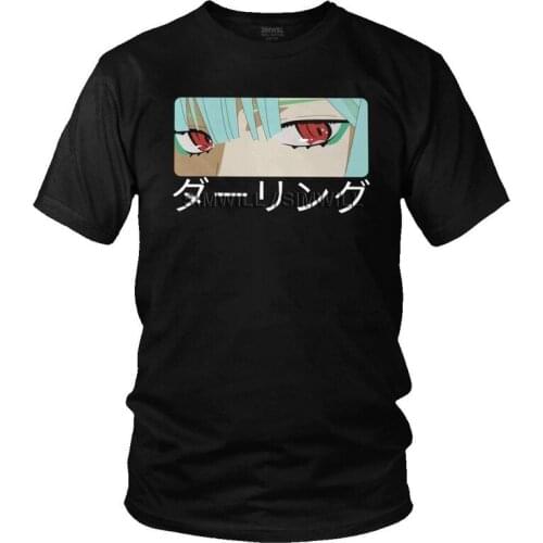Mens Fashion Darling In The Franxx T-Shirt Fashion Kawaii Zero Two Reverse Tshirt Short Sleeve Unique T Shirt Homme Cotton Tee