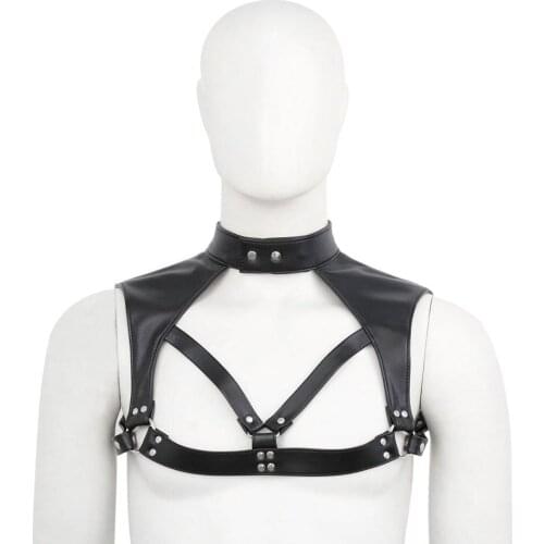 Men skinny leather nightclub performance apparel men leather jacket chest strap
