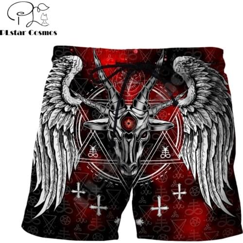 Satanic Devil Tattoo Red 3D Printed Mens Shorts Unisex Streetwear Shorts Summer Beach Harajuku Casual Shorts DK-14 Drop shipping