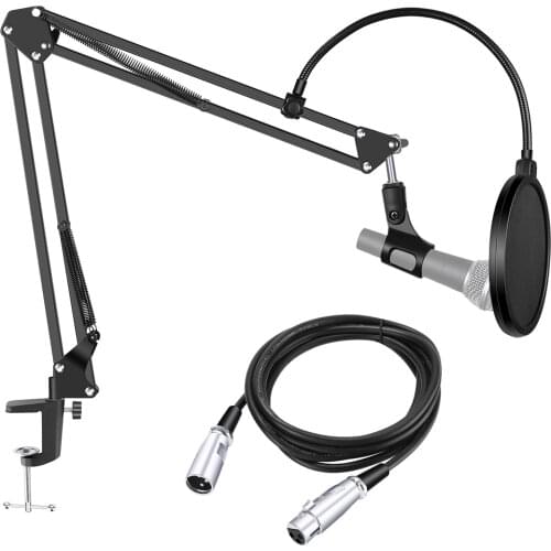 Neewer Microphone Stand Arm with Mic Filter and 8.2 feet XLR Male to Female Cable for Condenser Microphone for Studio Recording