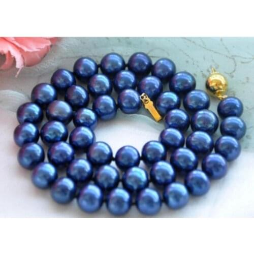Charming 11-12 mm natural south blue pearl necklace 18"