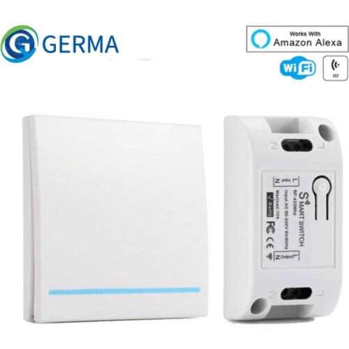 GERMA RF Wifi Switch RF 433MHz 10A/2200W Wireless Switch 86 Type ON/Off Switch Panel 433MHz RF WiFi Remote Control Transmitter