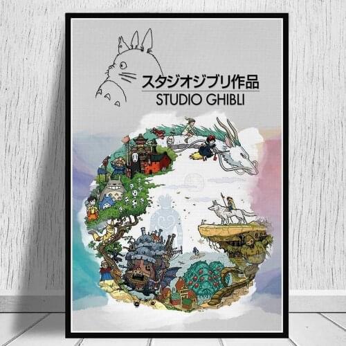 Japanese Anime Miyazaki Hayao Cartoon Poster And Prints Spirited Away Canvas Painting Decor Wall Art Picture For Living Room