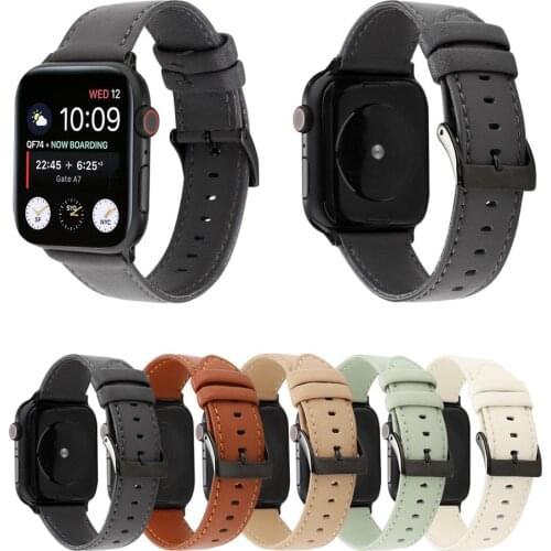 2020 New Cow Leather Watchband Strap For Apple Watch 6 5 4 3 2 1 SE Good Quality Watch Band For iWatch 44mm 40mm 42mm 38mm Belt