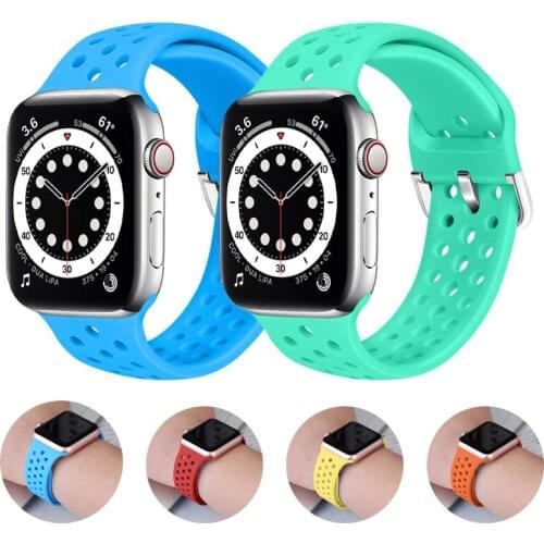 Silicone Strap for Apple Watch band 44mm 40mm iWatch band 42mm 38mm Breathable belt Sport bracelet apple watch seires 6 3 4 5 se