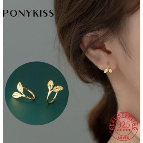 PONYKISS Trendy S925 Sterling Silver Leaf Plant Twig Clip Earrings Women Party Fine Jewelry Minimlist Summer chic Accessory