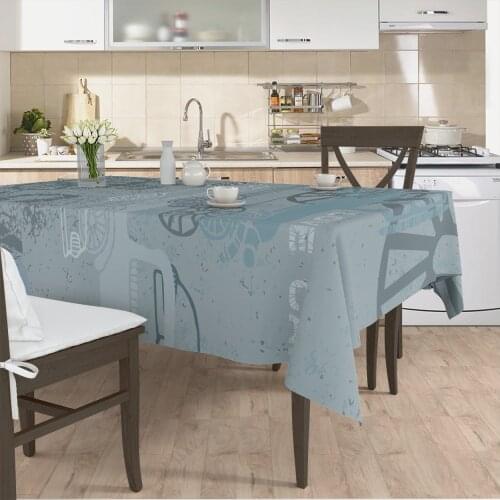 Tablecloth living room kitchen cover grey car track patterned micro fabric cover with runner pattern Free Shipping