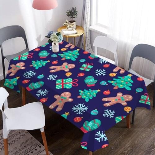 Christmas Tree Print Table Cloth Waterproof Rectangle Dining Table Cover For Living Room Kitchen Decoration Tablecloth