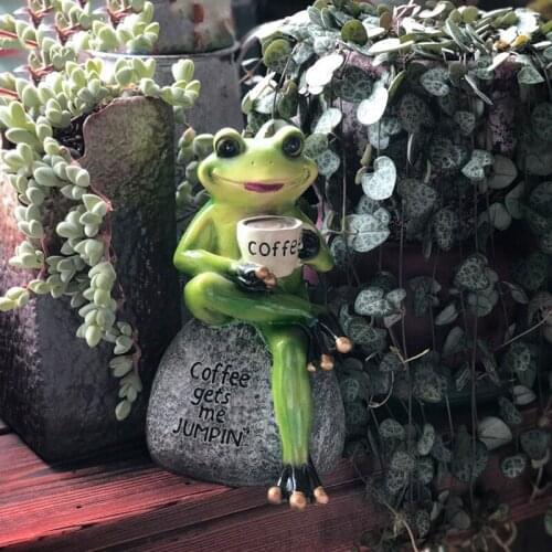 Ornaments Resin Frog Animal Garden Sculpture Flowerpot Decor For Home Desk Garden