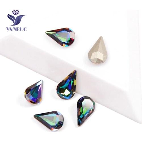 YANRUO 4300 Pear Drop Vitrail Medium Charm Stones And Crystal Pointback Strass Crystal Stud For Rhinestones Craft Dress