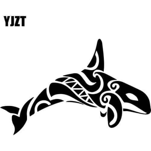 YJZT 12CM*18.5CM Beautiful Killer Whale Decal Family Car Body Dress Up Car Stickers Black/Silver C30-0197