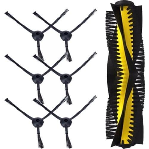 AD-Vacuum robot cleaner parts 6Pcs side brush+1pcs main brush for Chuwi ILIFE V7 V7S v7s pro kitfort KT520 Robot Vacuum Turbo Br