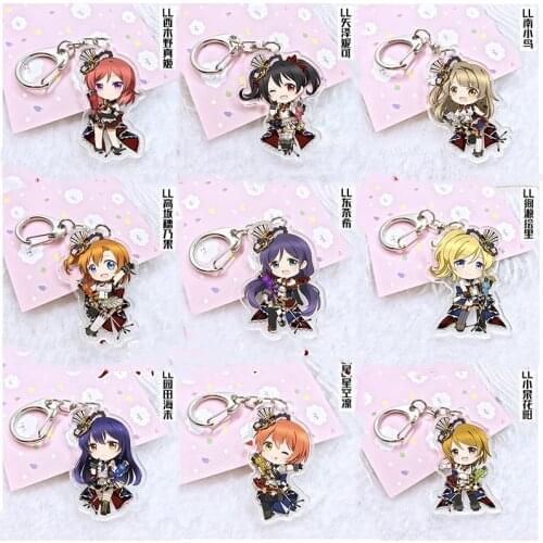 1pcs 6cm Anime Keychain LoveLive!SunShine!! Aqours Hanamaru Kanan Yoshiko Riko Twoside Print Keyrings Portachiavi Keychain