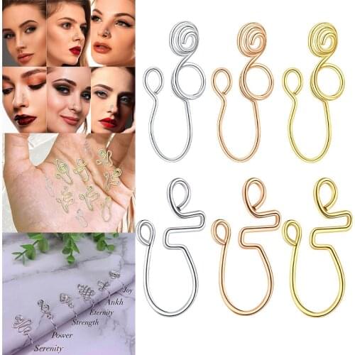 1PCS African Nose Cuff Jewelry Non Piercing 20G Fake Nose Rings Clip On Nose Ring Nose Cuff Stainless Steel Woman Body jewelry