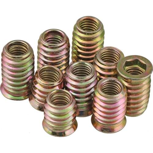 10pcs/20pcs M6 M8 M10 Zinc Alloy Iron Inside Carbon Steel Hex Socket Drive Insert Nuts Threaded For Wood Furniture