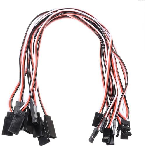 10PCS 300MM Electric Model Line JR Male to Female Servo Extension Cords Lead Wire White Red Black 3 Doubling Electrical Supplies