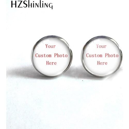 2020 New Fashion Customed Photo Round Glass Dome Stud Earrings Personalized Jewelry Earrings OMG